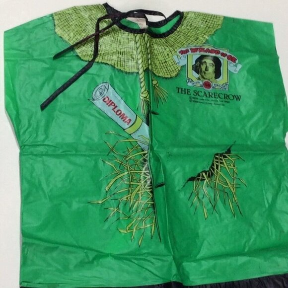 Vintage 80s Wizard Of Oz Scarecrow Green Costume S 50th Anniversary Halloween - Picture 1 of 10